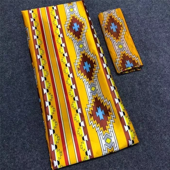  4+2yards afriške tiskanja saten tkanine z šifon bluzo nastavite svileni trak, material za ženske obleke