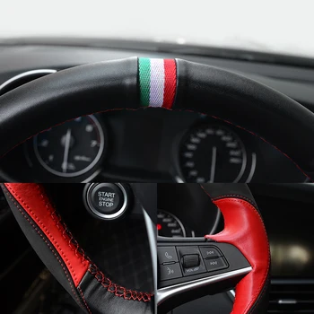  Za Alfa Romeo Giulia Stelvio Ročno zašiti Volan Usnja Kritje Ročaj Kritje Tulec, Avto Volan Zaščitna torbica