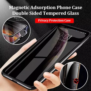  Magnetne Kovine Zasebnosti, Kaljeno Steklo Primeru Telefon Za Samsung galaxy S10 S8 S9 Opomba 8 9 10 Plus Za Samsung S20 Ultra S20