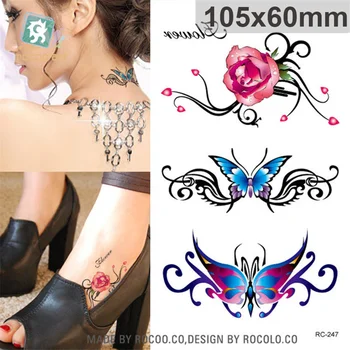  Body Art Nepremočljiva Začasne Tetovaže Za Ženske 3D Lep Metulj Oblikovanje Majhnih Roko Tattoo Nalepke Wholesales RC2315