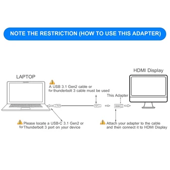  4K@60Hz USB Tip-C Ženski HDMI / DP Moški Adapter Converter Za Macbook Chromebook Pixel Računalnik Prenosni USB HDTV-C Adapter