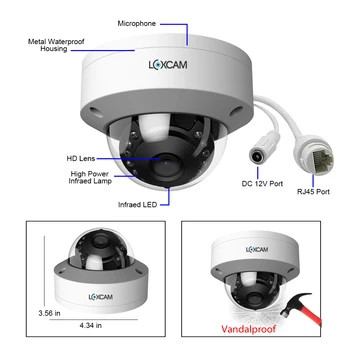  LOXCAM H. 265+ 8CH 4K POE HDMI NVR 5MP Varnostne Kamere CCTV Sistema Avdio Snemanje Vandalproof POE IP Kamero Dan Noč Fotoaparat Kit