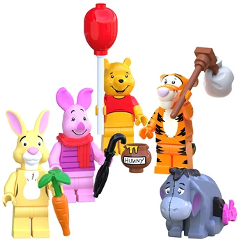  Disney anime lutke Winnie the Pooh Piglet Tigger Zajec Mini Akcijski Igrača Številke risanka Montažo igračo bloki otrok darilo za rojstni dan