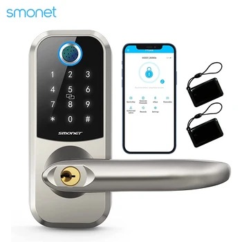  Smonet Elektronski Smart Zaklepanje Vrat Wifi Biometrični čitalnik Prstnih brez ključa za Daljinsko Odklepanje Ključavnice Spredaj, Bluetooth Geslo Domov IC Card