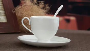  240 ML navadne bele kosti kitajske kave teacups in krožniki z žlico, čaj skodelico porcelana, keramični vrč kave tazas, cappuccino pokal