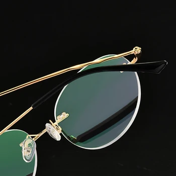  Titanove Zlitine Rimless Očal Okvir Moških Ultralahkimi, Okrogla Očala Za Kratkovidnost Recept Okvirji Za Ženske Optični Oči Stekla
