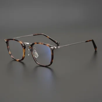  Japonski Ročno izdelana iz Titana Ultra-lahka Očala Moških Kvadratnih Kratkovidnost Recept Očala Okvir Ženske Optičnih Očal Modra svetloba
