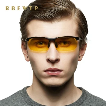  RBEWTP Aluminija, Magnezija Šport za Moške Nočno Vizijo Očala Polarizirana sončna Očala Zlato Okvir Rimless Očala oculos Za Moške YS8177