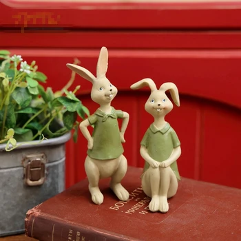  2Pcs Zelena pastorala dolgo-eared zajec smolo doma vrt okraske ustvarjalne velikonočni zajček dekoracijo