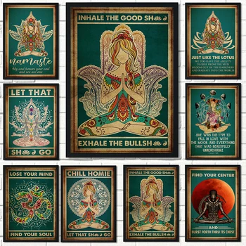  Joga Namaste Plakat Platno Umetnosti Mati Retro Slog, Nordijska Meditacija Wall Art Slike Joga Telovadnici Doma Dnevna Soba Dekoracijo Darilo