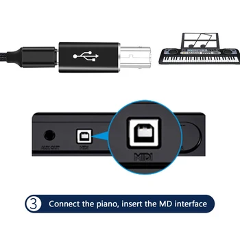  Materni Glasbila USB Vmesnik, USB Tip C Ženski USB B Moški Pretvornik za Tiskalnik, Tipkovnica MIDI kontroler