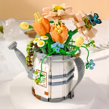  Ustvarjalne Zalivanje Lahko Spraviti Sestaviti Gradnike Cvet Rastlin Bonsaj Šopek 3d Model Dekoracijo DIY otroška Igrača Darilo
