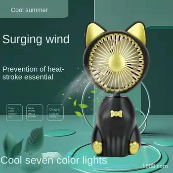  Namizje Majhen Ventilator, ki je Srečen Mačka ShapePortable Polnjenje prek kabla USB Mini Ročni Majhen Ventilator Izklop Študentska Pisarna Navpično Ornament