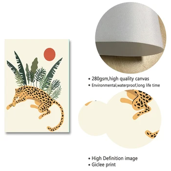  Povzetek Boho Slog Jungle Cat Plakatov in Fotografij Tropskih Cheetah Leopard Wall Art Platno Slikarstvo Stenske Slike za Soba Dekor