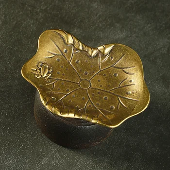  Vintage Medenina Ribnik Lotus Listov Žaba Figurice Miniature Majhne Čaj Pladenj Tabela Okraski Večnamenski Dom Dekoracijo Opremo