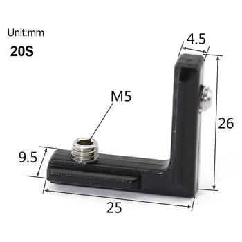  20Pcs Black T Režo L-Oblika Notranje zadeve Znotraj Kotu Priključek Skupno Nosilec za leto 2020 Serije ekstruzijo Aluminija Profil Reža 6 mm