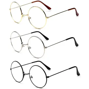  2022 Novo Classic Vintage Očal Okvir Krog Objektiv Ravno Optični Ogledalo Preprost Kovinski Ženske / Moški Očal Okvir Eyeglass Okvir 53mm