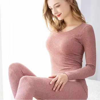  Toplotne perilo bo ustrezala ženske zimske tanke oblikovanje telesa seksi dno tesen vgradnjo nizko-vrat bombaž pulover pižamo za ženske