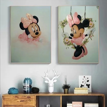  Risanka Srčkan Disney Minnie Anime Platno Slikarstvo Fotografij in Plakatov Wall Art Slik, Dnevna Soba Dekoracijo Doma