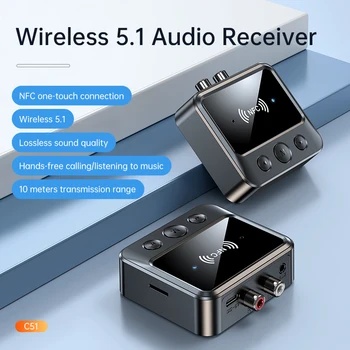  NFC Bluetooth 5.1 Audio Sprejemnik Res Stereo Glasbeni Brezžični Adapter TF Kartice R/L RCA 3.5 mm AUX Priključek Z Mic Za komplet Zvočnikov