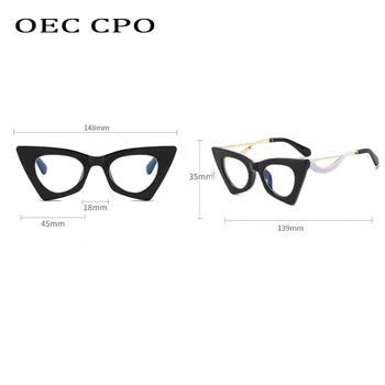  OEC CPO Retro Cat Eye Optična Očala Okvirji za Ženske Modni Jasno, Leče Očala Ženski Recept Očala Okvir E678