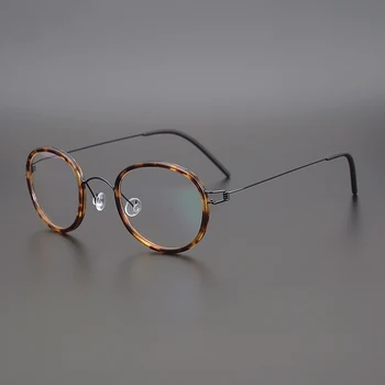  Luksuzni Titana Očal Okvir Moški Ženske Krog Kratkovidnost Recept Optična Očala Okvir Moški Retro Danska Brezvijačno Očala