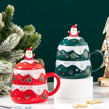  450 ml Srčkan Božič Vrč Kave Z Žlico Keramični Astronavt Obliko Mleka, Skodelico Kave Festival Gift Santa Claus Čaj Pokala Nordijskih Vrč
