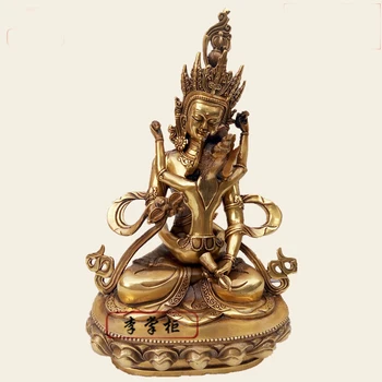  18 CM Tibera Indijskega Budizma Mandkesvara Yab-Yum tantra buda Yamantaka Guhyasamaja medenina kip Blagoslovi družino doma talisman