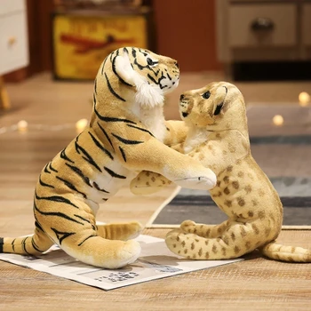  39-58 cm Simulacije Lev, Tiger, Leopard, Plišastih Igrač Doma Dekor Polnjene Srčkan Živali, Lutke Mehko Pravi Kot Blazino za Otroke Fantje Darilo