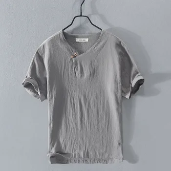  2022 Novo belo srajco moške poletne kratek rokav dihanje perilo, bombaž vrhovi trdnih visoko kakovost človek oblačila Camisa masculina telovadnici
