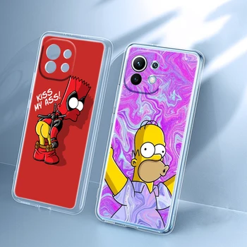  Disney Cute Anime Simpsons Telefon Primeru Pregleden Za Xiaomi Mi 12X 12 11 11T 11i 10T 10 Pro Lite Ultra 5G 9T 9SE A3 4G Fundas