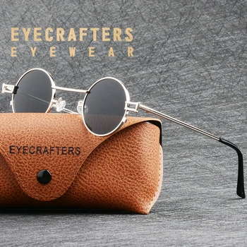  Eyecrafters Retro Krog Polarizirana Kovinski Steampunk Vintage Sončna Očala Mens Ženska Srebrno Zrcalo Premaz Leč Za Očala Sončna Očala