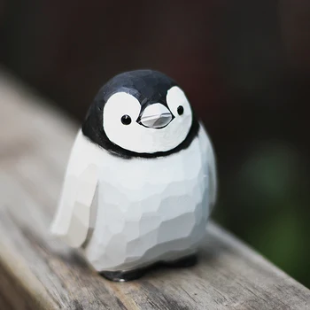  Skandinavski Slog Čisto Ročno Izdelan Masivnega Lesa, Carvinga Fat Bird Cesar Pingvin Baby Art Dekoracijo Lesenih Ptica Kip Otroke Darila