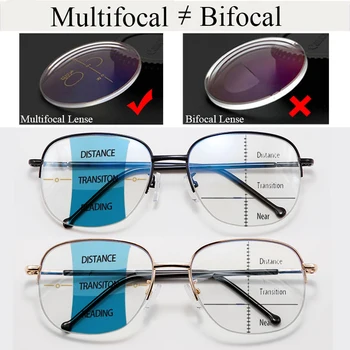  Novo Progresivna Multifokalna Pol-Okvir Obravnavi Očala Ženske Moški Anti Blue Ray Ultra-lahkih Bralci Očala Dioptrije 1.0 4.0