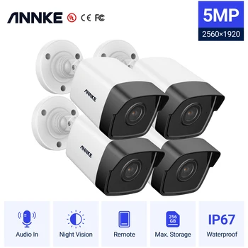  ANNKE 4PCS C500 HD 5MP POE IP Kamera 5MP Varnostne Kamere na Prostem, v Zaprtih prostorih Z Avdio Snemanje Video 5MP nadzorne Kamere Kompleti