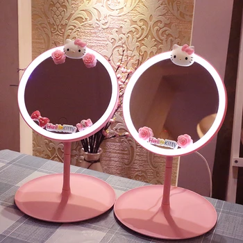  Sanrio Hello Kitty srčkan ustvarjalne smart touch USB LED svetlobo ličila ogledalo namizje risanka enostranski ogledalo ličila