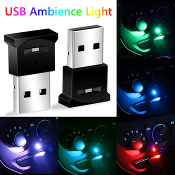  Svetlobni Senzor USB Avto Osvetlitev Notranjosti RGB LED 8 Barv Zasilne Razsvetljave, Pisane Luči Avto Opremo