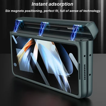  Magnetni Tečaj Pero Reža Ohišje za Samsung Galaxy Ž Krat 4 5 G Usnjena torbica Fold4 Oporo Težko Pokrivajo z Zaslonom Stekla Zaščitnik
