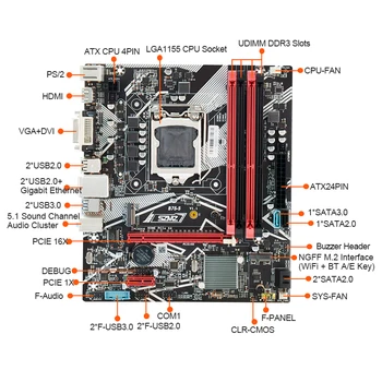  B75 Gaming PC Motherboard Podpira Intel Core i5, i7 i9 Xeon E3 V1 V2 LGA1155 CPU 4*DDR3 USB3.0 SATA3.0 NVME M. 2 Placa Mae