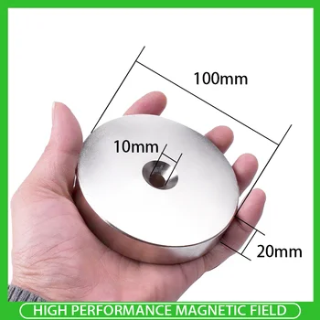  1PC 100x20-10 mm Neodymium Magnetom 100x20mm z 10mm Luknjo N35 Krog Super Močan Močan Trajni Magnetni imanes