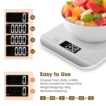  Gospodinjski Kuhinja Lestvica 5 kg/10 kg Elektronski Digitalni Zaslon iz Nerjavečega Jekla Tehtanje Hrane Aparat za Peko Teža Tehtnice Pripomočke