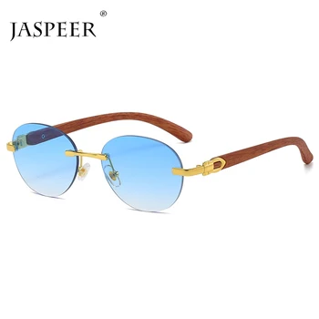  JASPEER Klasičnih Rimless Očala Moških Retro Ovalne Gradient sončna Očala UV400 Ženska Framelsss Odtenki Letnik Očala Oculos De Sol