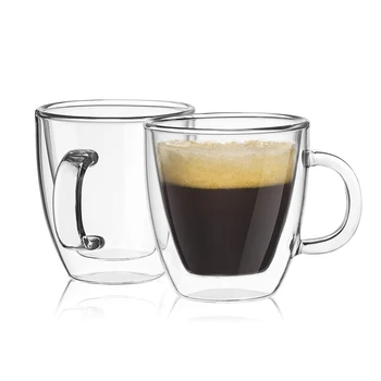  Transparentno Steklo Kave Espresso Skodelico Mleka, Čaja Izolirana Očala Dvojno Steno Ustvarjalne Toplotno Odporen Vroče pijače Doma Drinkware