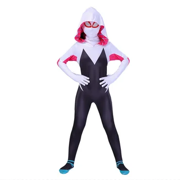  Gwen Pajek Superheroj Kostum Stacy Cosplay Anime Otroci Dekleta Jumpsuits Karneval Halloween Kostumi za Otroke Zentai Maškarada