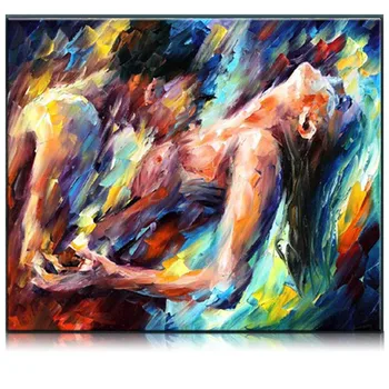  Ročno Poslikane ljubimec Paleta Nož oljna slika Gola Ženska in moški objem Seks Wall Art Poroko Dekor