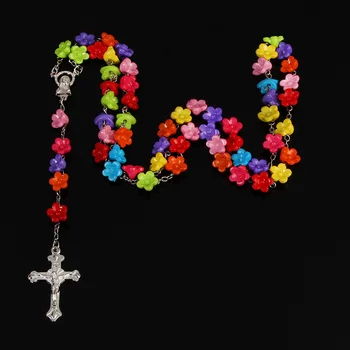  Katoliška barvo kristalno venec dolge verige nakit, mešane barve venca