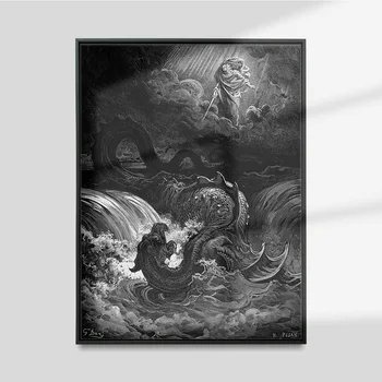  Gustave Dore Letnik Plakat Uničenje Leviathan Religiozne Umetnosti Platno Barvanje, Tiskanje Starinsko Stensko Sliko Doma Dekor Darilo