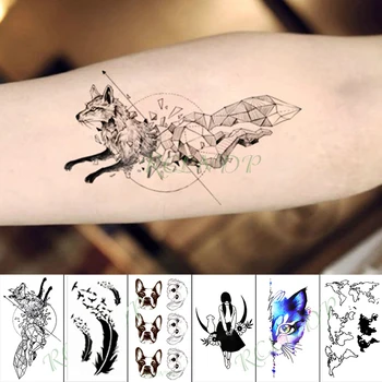  Nepremočljiva Začasni Tattoo Nalepke cvet Fox Barva Perja Živali Ponaredek Tatto Flash art Tattoo tetovaže za Otrok Dekle Moški Ženske