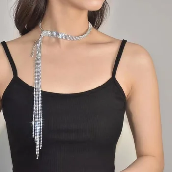  Elegantno brezbrižnost tassel dolgo vse diamantna ogrlica Ogrlica za ženske lok geometrijske verige moda darilo Ogrlica