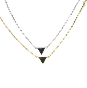  Visoka kakovost 925 sterling srebro zlato srebro barva občutljivo poslastica srčkan geometrijske trikotnik obesek preprosta srebrna ogrlica